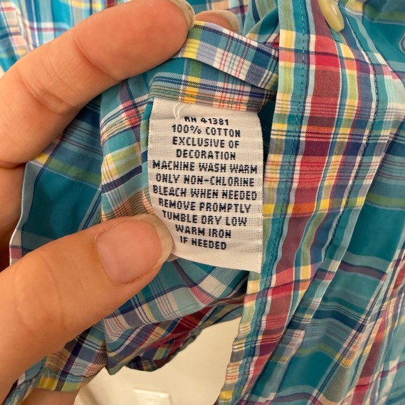 Ralph Lauren Men's Turquoise Plaid Long Sleeve Shirt Size M Preppy - Picture 5 of 7